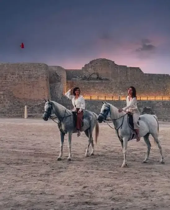 Bahrain Sunset Horse Riding Tour with Pearls & Dinner experience in Manama