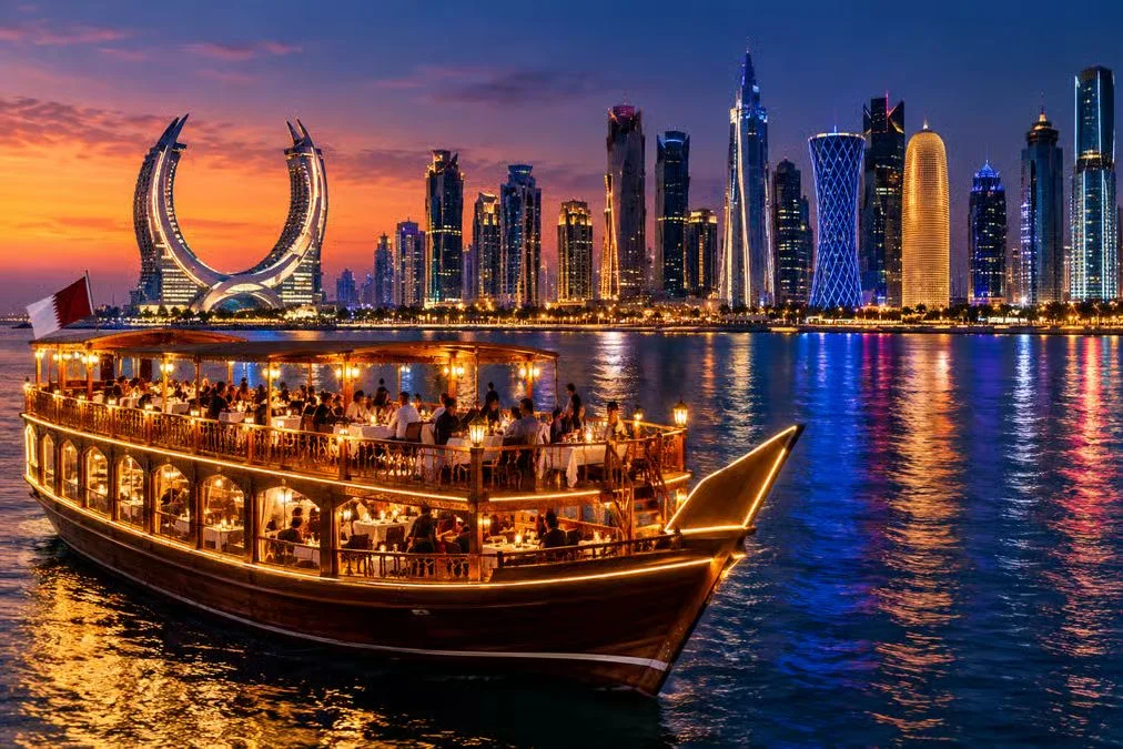 Doha Night Dhow Dinner Cruise: BBQ & Skyline Views experience in Doha